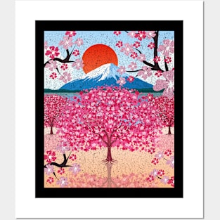 Japanese Sakura Tree Pink Flower Japan Cherry Blossom Posters and Art